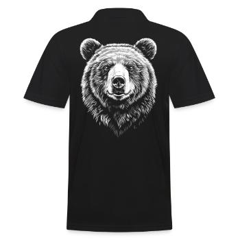 Bear Portrait Brown Bear Grizzly Bear - Men's Polo Shirt - black - Back - Kai (181cm)