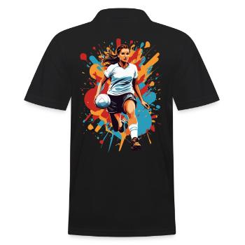 Handballerin Streetwear Ikonischer Style - Männer Poloshirt - Schwarz - Hinten - Kai (181cm)