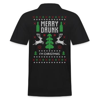 Bière booze noël moche noël drôle - Polo Homme - noir - Dos - Kai (181cm)