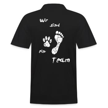 Wir sind ein Team, Hund,Hundeliebe, Hundeliebhaber - Männer Poloshirt - Schwarz - Hinten - Kai (181cm)