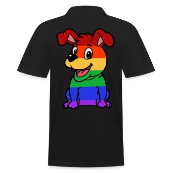 Süßer LGBT Hund Regenbogenfahne Homosexuell Gay - Männer Poloshirt - Schwarz - Hinten - Kai (181cm)