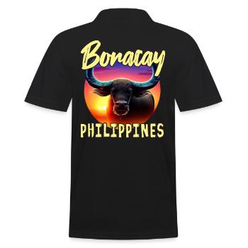 Boracay Philippines - Water Buffalo - Men's Polo Shirt - black - Back - Kai (181cm)