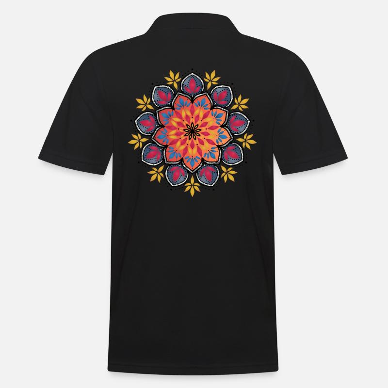 Mandala Fleurs de Chance No.1 - Polo Homme - noir