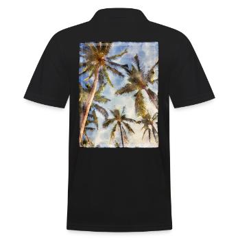 Palm trees in watercolor look - Men's Polo Shirt - black - Back - Kai (181cm)