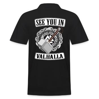 Viking Valhalla Runes Thor Hammer - Men's Polo Shirt - black - Back - Kai (181cm)