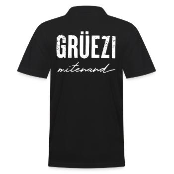 GRÜEZI mitenand - Schweizerdeutsch - Männer Poloshirt - Schwarz - Hinten - Kai (181cm)