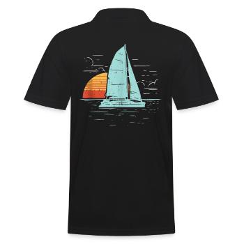 retro boat sail anchor sail sail sail - Men's Polo Shirt - black - Back - Kai (181cm)