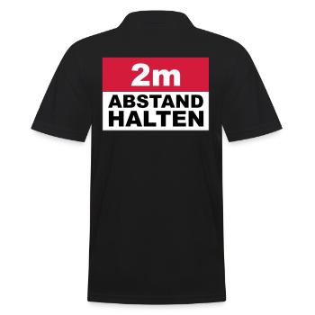 2m Abstand halten - Männer Poloshirt - Schwarz - Hinten - Kai (181cm)
