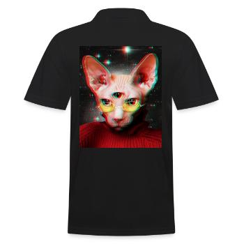 Katze - Männer Poloshirt - Schwarz - Hinten - Kai (181cm)