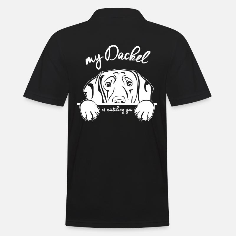 DACKEL watching - Männer Poloshirt - Schwarz