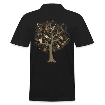 Musicien Arbre / Orchestre Notes de Musique Idée Cadeau - Polo Homme - noir - Dos - Kai (181cm)