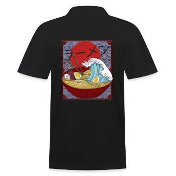 Ramen Vintage Design mit Japan Hiragana Zeichen - Männer Poloshirt - Schwarz - Hinten - Kai (181cm)
