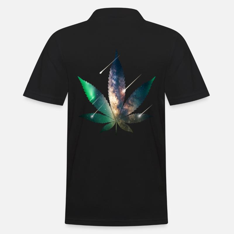 Galaxy Hanfblatt - Cannabis - Weed - Männer Poloshirt - Schwarz