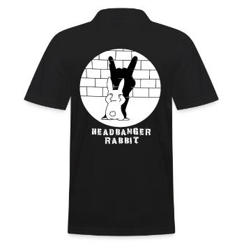 Headbanger Rabbit, Hase, Rock Hand, Metal Musik - Männer Poloshirt - Schwarz - Hinten - Kai (181cm)