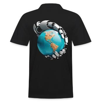 Roboter übernehmen die Welt - Männer Poloshirt - Schwarz - Hinten - Kai (181cm)