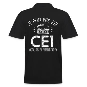 je peux pas j ai CE1 rentréee des classes école - Polo Homme - noir - Dos - Kai (181cm)