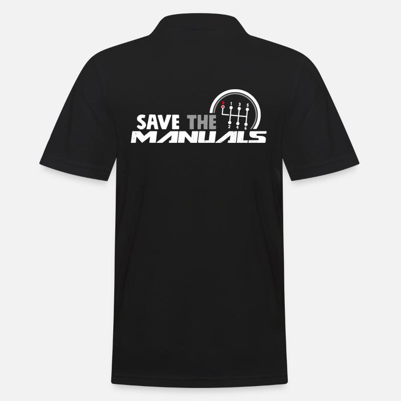 Save The Manuals - Funny Three Pedals Car Guy - Männer Poloshirt - Schwarz