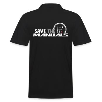 Save The Manuals 5 - Funny Three Pedals Car Guy - Männer Poloshirt - Schwarz - Hinten - Kai (181cm)