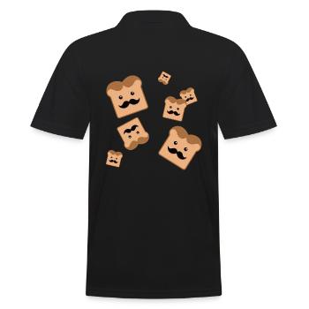 Toast mit Schnurrbart - Männer Poloshirt - Schwarz - Hinten - Kai (181cm)