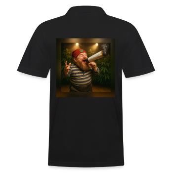 Marktschreier-Zwerg mit Joint-Megaphon - Männer Poloshirt - Schwarz - Hinten - Kai (181cm)