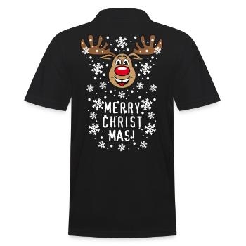54B Deer Hirsch Rudolph Merry Christmas funny - Männer Poloshirt - Schwarz - Hinten - Kai (181cm)