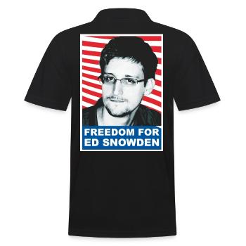 FREEDOM FOR EDWARD ED SNOWDEN 02 - Männer Poloshirt - Schwarz - Hinten - Kai (181cm)