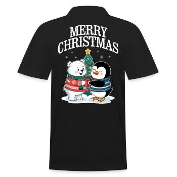 Polar Bear Penguin Christmas Merry Christmas Cute - Men's Polo Shirt - black - Back - Kai (181cm)