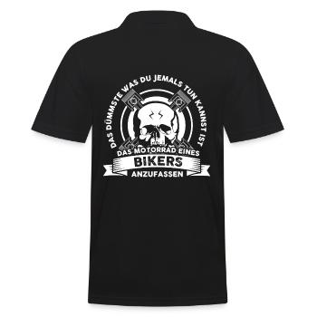 Biker Motorrad anfassen Geschenk Herren Damen - Männer Poloshirt - Schwarz - Hinten - Kai (181cm)