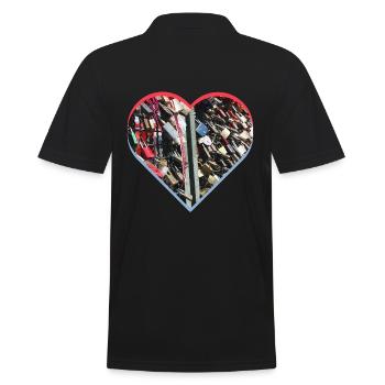 Heart Love Locks - Men's Polo Shirt - black - Back - Kai (181cm)