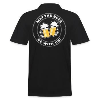 May The Beer Be With Us! (Spruch / 3C / NEG) - Männer Poloshirt - Schwarz - Hinten - Kai (181cm)