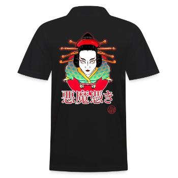 Akumatsuki strange things and geisha - Men's Polo Shirt - black - Back - Kai (181cm)