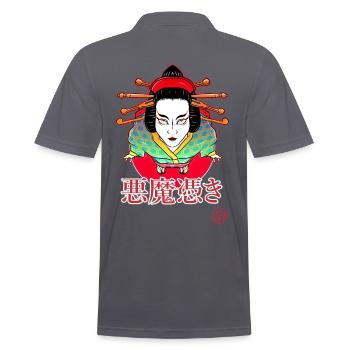 Akumatsuki seltsame Dinge und Geisha - Männer Poloshirt - Anthrazit - Hinten - Nico (186cm)
