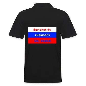 Sprichst du russisch? Da, Vodka! - Männer Poloshirt - Schwarz - Hinten - Kai (181cm)