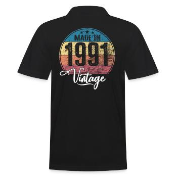 Vintage Made in 1991 Geburtsjahr 1991 Geburtstag - Männer Poloshirt - Schwarz - Hinten - Kai (181cm)