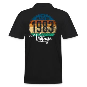 Vintage Made in 1983 Geburtsjahr 1983 Geburtstag - Männer Poloshirt - Schwarz - Hinten - Kai (181cm)