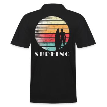 Surfen Surfing Retro Vintage Sonne Geschenk - Männer Poloshirt - Schwarz - Hinten - Kai (181cm)