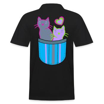 Retro Cats Bag Cats Kids 80's - Men's Polo Shirt - black - Back - Kai (181cm)