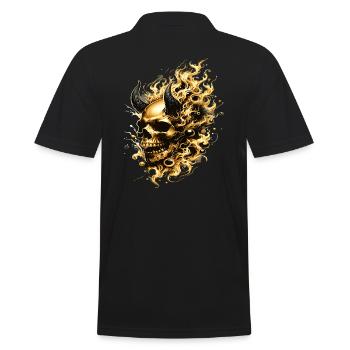 Feu, Crâne, Flammes, Enfer, Mystique et Noble - Polo Homme - noir - Dos - Kai (181cm)
