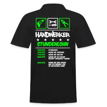 Handwerker Stundenlohn - Männer Poloshirt - Schwarz - Hinten - Kai (181cm)