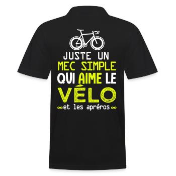 mec simple aime le vélo et apéro humour homme velo - Polo Homme - noir - Dos - Kai (181cm)
