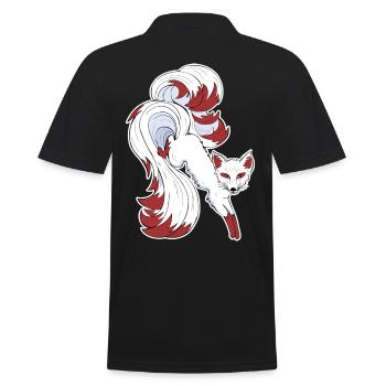 Nine-tailed fox - Men's Polo Shirt - black - Back - Kai (181cm)