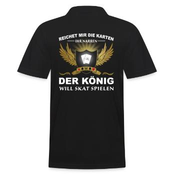 Der König will Skat spielen - Männer Poloshirt - Schwarz - Hinten - Kai (181cm)
