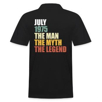 July 1975 - Man Myth Legend Retro - Men's Polo Shirt - black - Back - Kai (181cm)