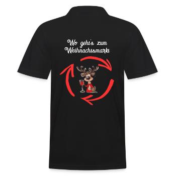 Weihnachtsmarkt Weihnachten Glühwein Rentier - Männer Poloshirt - Schwarz - Hinten - Kai (181cm)