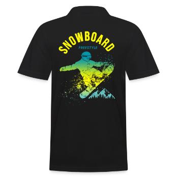 Freestyle Snowboard Sport Mountain Alps - Men's Polo Shirt - black - Back - Kai (181cm)