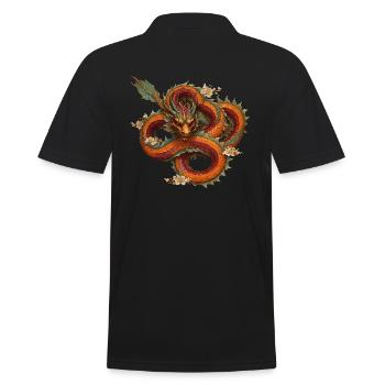 Roter Drache - Männer Poloshirt - Schwarz - Hinten - Kai (181cm)