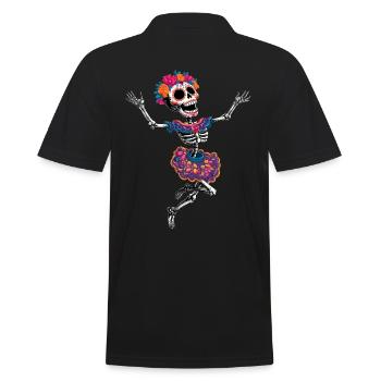 tanzendes happy crazy Skelett la Catrina :) - Männer Poloshirt - Schwarz - Hinten - Kai (181cm)