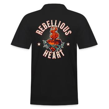 Rockabilly Rebellious Heart - Musik Retro Vintage - Männer Poloshirt - Schwarz - Hinten - Kai (181cm)