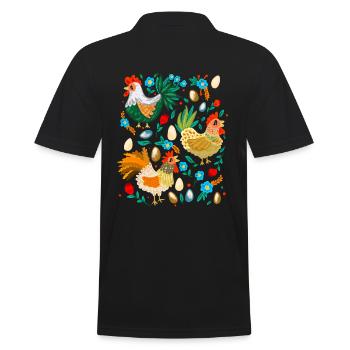 Colorful Happy Chickens Chicken Lovers Chicken Breeding - Men's Polo Shirt - black - Back - Kai (181cm)