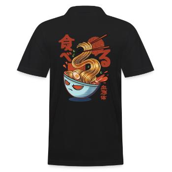 Ramen Nudelsuppen im Anime und Manga Stil - Männer Poloshirt - Schwarz - Hinten - Kai (181cm)